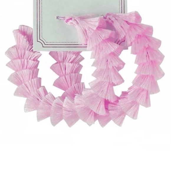 Fun Fluffy tassel hoop earrings - Picture 2 of 4